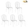 Imagem de Kit 5 Cadeiras Lisboa Cromada Para Cozinha ou Área Gourmet-Assento Sintético  Branco