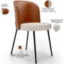 Imagem de Kit 5 Cadeiras Sala de Jantar Estofada Gavi L02 material sintético Camel Linho Cru - Lyam Decor