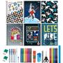 Imagem de Kit 5 Caderno Grande A4 Arame Espiral Com Reforçado Capa Dura Com 40 Itens Materiais Escolares