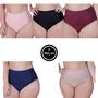 Imagem de Kit 5 Calcinha Plus Size cintura alta 46 48 50 52 54 - KIT 5 HOT PANT