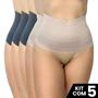 Imagem de Kit 5 Calcinhas Cinta Elastico 17cm Compressão Confortável Modeladora de Cintura Lingerie Funcional