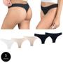 Imagem de Kit 5 Calcinhas Fio Dental Try Basics Algodão Cotton Básica Lisa Moda Lingerie