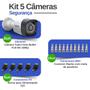 Imagem de Kit 5 Câmeras Tudo Forte Bullet Full HD 1080p,Visão Noturna 20M, IP66 + Conectores