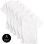Imagem de Kit 5 Camisetas Básicas Masculina Branca T-shirt 100% Algodão 30.1