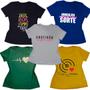 Imagem de Kit 5 camisetas feminina Blusa Moda T-Shirt adulto