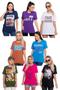 Imagem de Kit 5 Camisetas Femininas Estampadas Algodão 100% Fio 30.1 Confortável