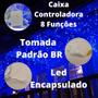 Imagem de Kit 5 Cascatas 400 Leds 10M C/ 8 Funções Azul C/ Fio Branco 220v