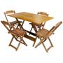 Imagem de Kit 5 Conjuntos de Mesa Dobravel com 4 Cadeiras de Madeira 120x70 para Restaurante e Bar - Mel