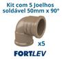 Imagem de Kit 5 Cotovelo Joelho 50mm 11/2 90 Soldável Marrom Fortlev