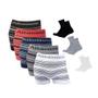 Imagem de Kit 5 Cuecas Boxer Microfibra MEN Adulto + 3 Pares Meias Sport Longa M15