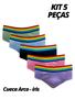 Imagem de Kit 5 Cuecas Slip Tradicional Masculina Arco Íris Elástico Colorido
