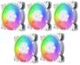 Imagem de Kit 5  Fan Argb Fn-12rainbow-d Wt + Controladora Gamemax