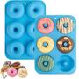 Imagem de Kit 5 Forma de Donuts e Rosquinhas Doces Silicone Antiaderente para Cozinha Multiuso Colorida