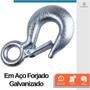 Imagem de Kit 5 Gancho Forjado Olhal com Trava de Segurança Galvanizado 2000kg