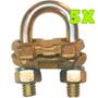 Imagem de Kit 5 Grampo Conector Gtdu Terra Aterramento Duplo Tipo U para Haste de 1/2 até 5/8
