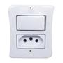Imagem de Kit 5 Interruptor Simples 1 Tecla + Tomada 10A 2p+t Externo Com Espelho Sobrepor Branco Linha Viena 127v e 250v Bivolt
