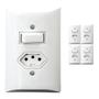 Imagem de Kit 5 Interruptor Simples 1 Tecla + Tomada 20A 2p+t Branco Com Espelho Bivolt 127v e 250v