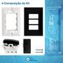 Imagem de Kit 5 Interruptor Simples 10A 3 Teclas 127v e 250v Bivolt Com Placa Espelho Black Linha Dubai