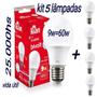 Imagem de Kit 5 Lâmpada 9w Alta Potência Branco Frio 6500k Bivolt E27 Cor da luz Branco-frio 110V/220V