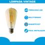 Imagem de Kit 5 Lâmpada Filamento Led Decorativa Vintage Âmbar St64 4w