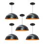 Imagem de Kit 5 Luminária Pendente Meia Lua 50cm Interior Laranja Com Fiação 110/220v
