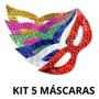 Imagem de Kit 5 Máscaras Carnaval Metalizadas Com Elástico Festas