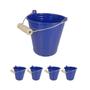 Imagem de Kit 5 Mini Balde Cachepot decorativo metal festa Azul Esc