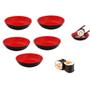 Imagem de Kit 5 Mini Tigelas Redonda Molheira 70 Ml para Shoyu em Melamina Vermelho  Unicasa 