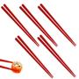 Imagem de Kit 5 Pares de Hashi para Comida Japonesa em Poliestireno 22 Cm Vermelho  Nihon Shikko 