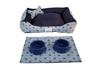 Imagem de Kit 5 pçs Cama Caminha Pet Basic M contendo 1 Cama + 1 Ossinho + 1 tapete + 2 potes