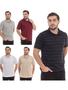 Imagem de Kit 5 peças - Camiseta Masculina Polo Listrada Básica com Bolso