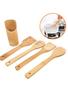 Kit 5 Peças Colher De Pau e Utensílios Em Bambu (5 talheres + suporte) - N.variedades Imagem de Kit 5 Peças Colher De Pau e Utensílios Em Bambu (5 talheres + suporte)