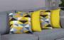 Imagem de Kit 5 Peças Tapete + Capa De Almofada Geometrico Amarelo Decoração para Sala 
