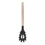 Imagem de Kit 5 Pegador de Massa Silicone Preto Cabo Bambu Multiuso