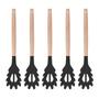 Imagem de Kit 5 Pegador de Massa Silicone Preto Cabo Bambu Multiuso