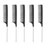 Imagem de Kit 5 Pente Dentes Finos Com Cabo Metálico Separador de Mechas Profissional Original Dompel