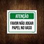 Imagem de Kit 5 Placa Atenção Favor Não Jogar Papel Vaso Verde