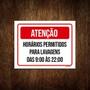 Imagem de Kit 5 Placa Atenção Horários Permitidos Lavagens