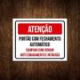 Imagem de Kit 5 Placa Atenção Portão Fechamento Automático Sensor