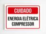 Imagem de kit 5 Placa de aviso cuidado energia elétrica compressor