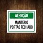 Imagem de Kit 5 Placa Sinalização - Verde Atenção Portão Fechado