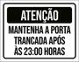 Imagem de Kit 5 Placas Atenção Mantenha Porta Trancada Após 23H 36X46