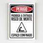 Imagem de kit 5 Placas aviso perigo proibida a entrada risco de morte