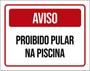 Imagem de Kit 5 Placas Aviso Proibido Pular Piscina Vermelha 36X46