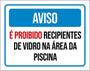 Imagem de Kit 5 Placas Aviso Proibido Recipientes Vidro Piscina ul