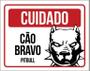 Imagem de Kit 5 Placas Cuidado Cão Bravo Pitbull 27X35