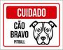 Imagem de Kit 5 Placas Cuidado Cão Bravo Pitbull Pb 36X46