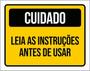 Imagem de Kit 5 Placas Cuidado Leia Instruções Antes Usar 36X46