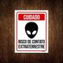 Imagem de Kit 5 Placas Cuidado Risco De Contato Extraterrestre