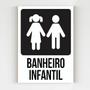 Imagem de kit 5 placas de sinalização ambiente banheiro infantil a4